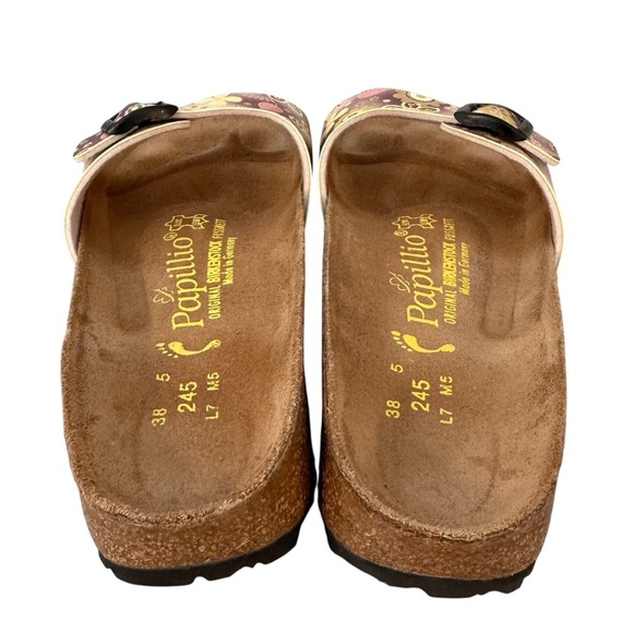 Papillio Birkenstock Birkis Women's Sandals Floral Pink Brown Yellow Sz 8 38 - Picture 5 of 7